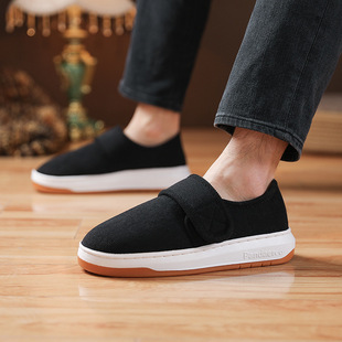 情侣亚麻拖鞋包跟春秋季透气吸汗防滑厚底居家室内四季男款布鞋