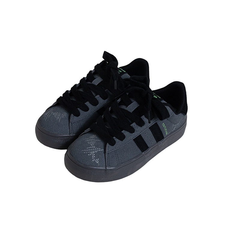 小众潮鞋 街潮复古风双杠百搭圆头 低帮板鞋女2025新款潮流休闲鞋