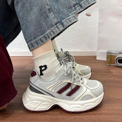 老爹鞋女2025新款网面透气显脚小厚底百搭休闲运动鞋女鞋爆款