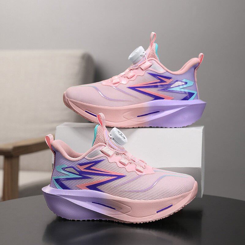 儿童运动鞋女童跑鞋2026新款大童跑步鞋女孩轻便透气减震纽扣