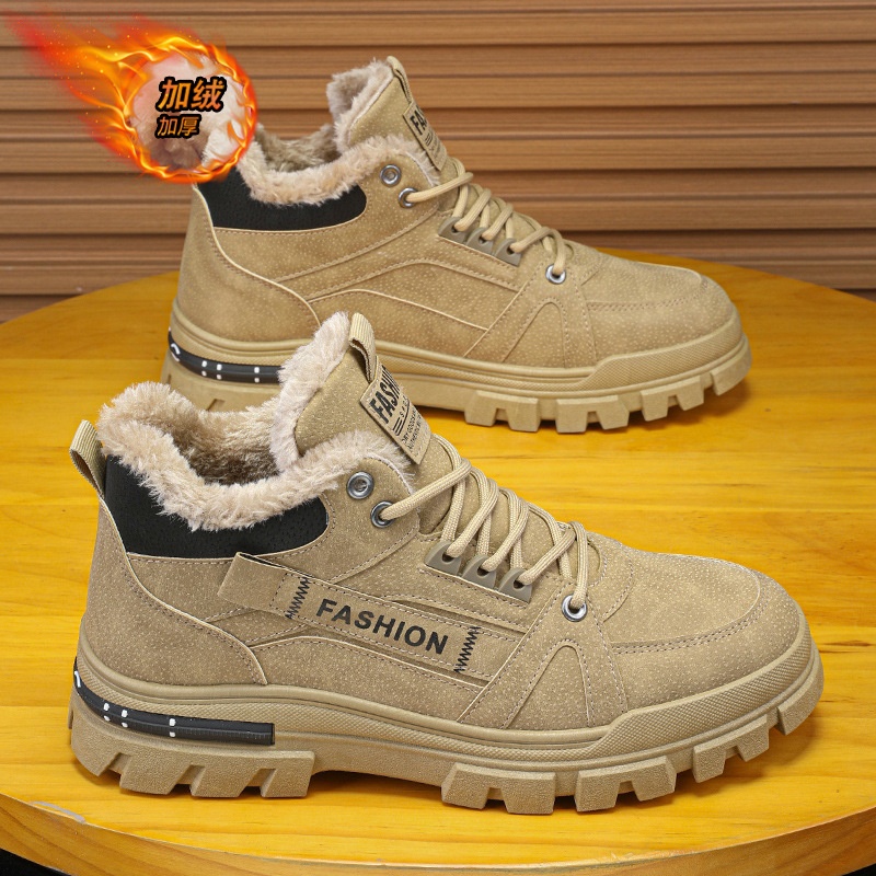 2025年冬季新款工装男鞋加绒加厚高帮棉鞋英伦风保暖男士马丁靴子