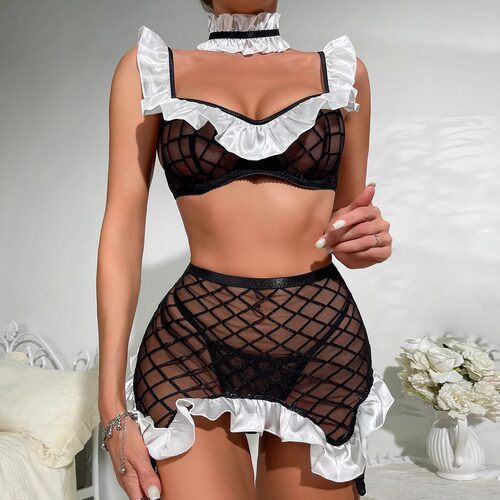 Mesh Home Maid Set of Three Pieces透视网纱居家内衣