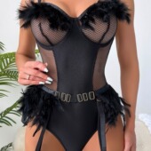 out Sexy onesies性感内衣睡衣 mesh hollowed lingerie pajamas