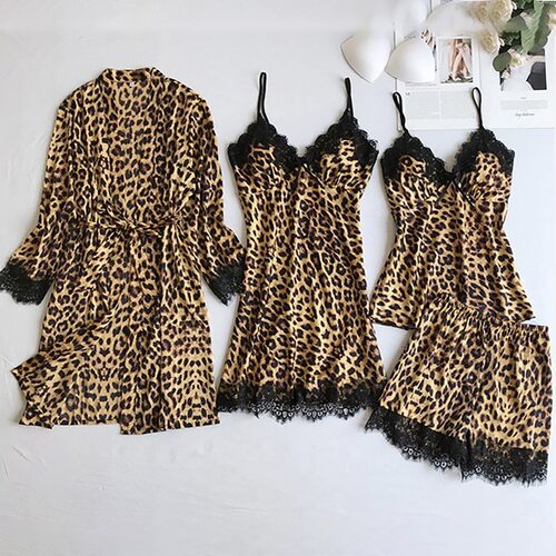 2025 New Spring Sexy Leopard Print Sling Suit Nightdress睡衣