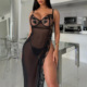 piece Sexy jumpsuit欧美性感网纱连体睡裙 outfit two mesh home