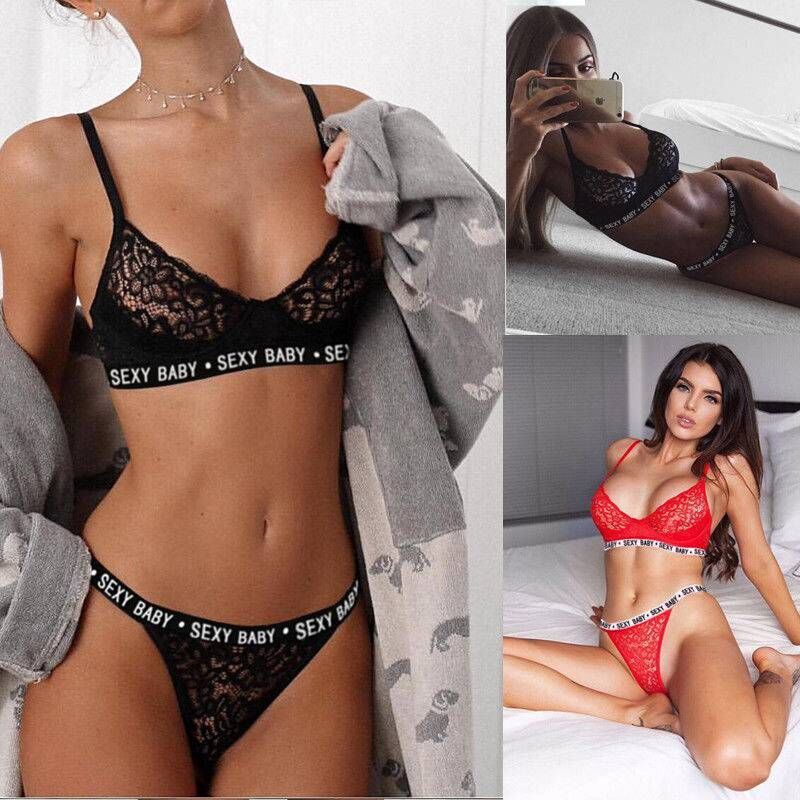 Women Bra And Panty Set Fashion Ladies Transparent Lace Thre