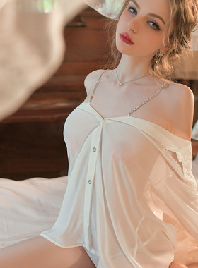Sexy Off Shoulder Suspended Sleeping Dress性感露肩吊带睡裙女