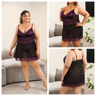 Plus Size Women Sexy Lingerie Transparent Underwear Dresses
