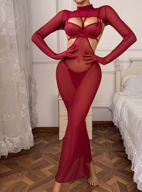 Sexy lingerie split set纯欲红色气质露背塑身性感内衣分体套装