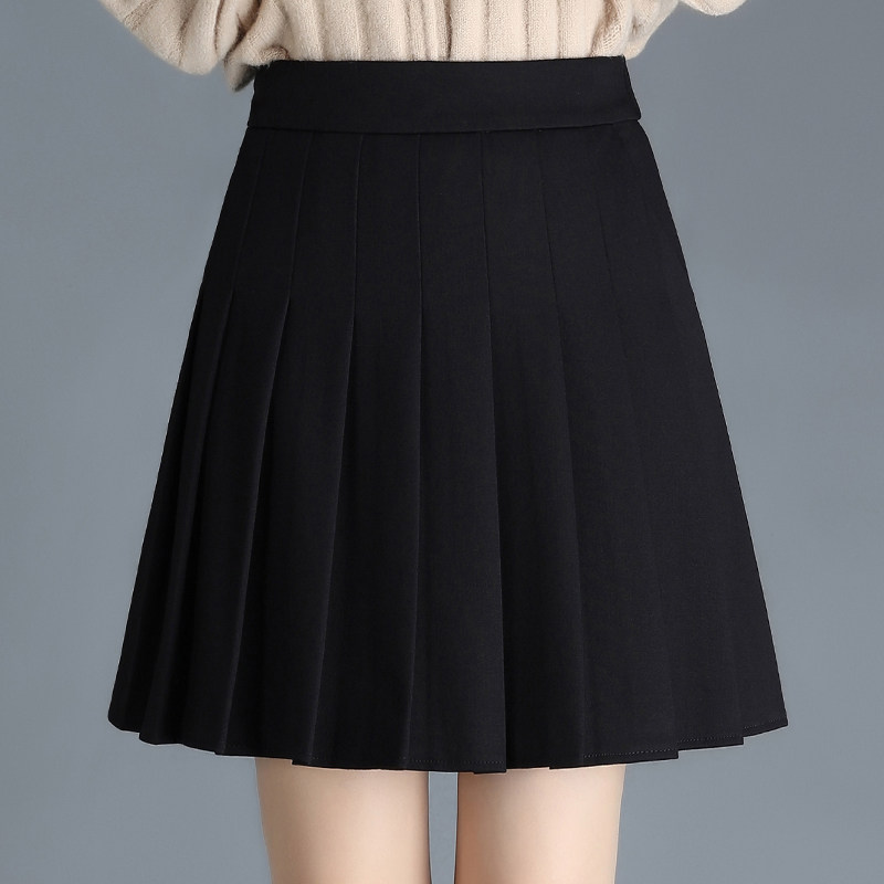 黑色百褶裙短裙a字半身裙女裙2021秋冬新款松紧高腰裙防走光裙裤
