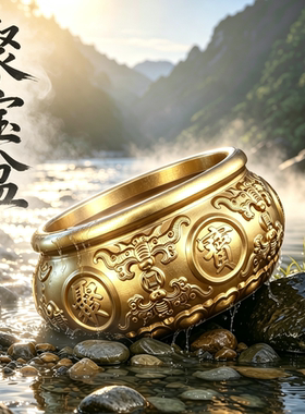 【聚宝仙盆之杂灵根】平替周边纯黄铜金色贺平生沈万三来财富摆件