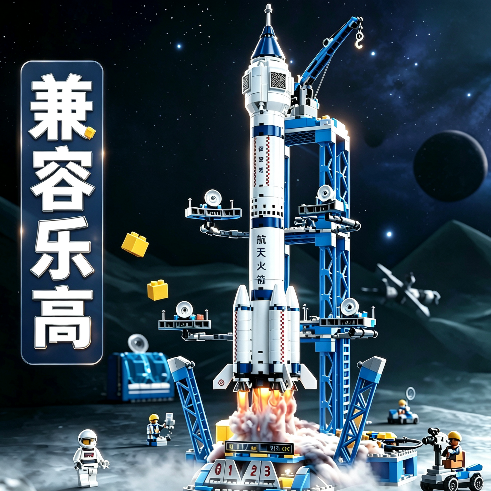 兼容乐高飞机运载火箭中国航天模型积木儿童拼装玩具男孩礼物桌宠图片
