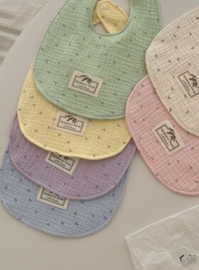 韩系糖果色宝宝纱布口水巾纯棉a类AB双面可用5层围兜夏季薄款围嘴