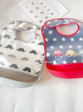 宝宝多功能食饭兜婴儿辅食围兜eva防水款围嘴儿童吃饭饭兜可两用