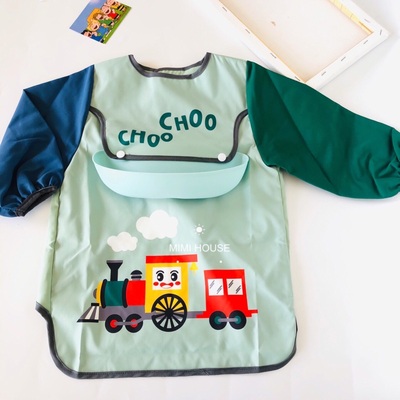 男宝宝防水画画秋冬长袖吃饭围兜