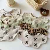 韩国同款 婴儿A类双面围嘴360°花瓣宝宝纯棉口水巾新生儿防吐奶兜