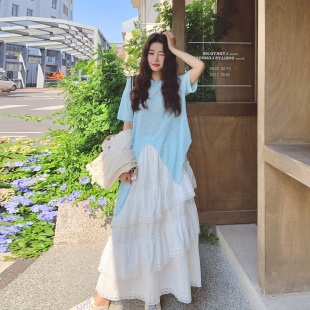 甜美减龄三件套女2025夏季 新款 蕾丝花边马甲不规则上衣半身裙套装