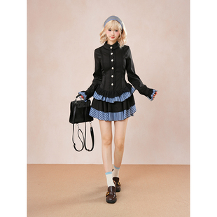 永夜不尽  初秋新款复古哥特长袖连衣裙设计感日系少女氛围感穿搭