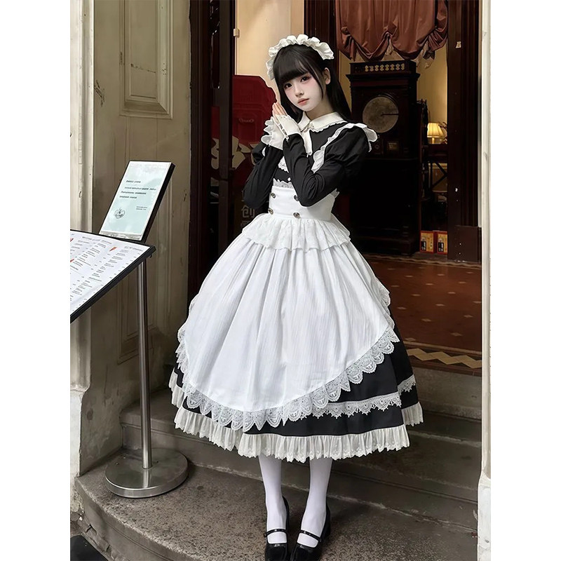 秋季新款日系女仆装制服长袖连衣裙不规则设计感围裙lolita两件套,女装/女士精品,时尚套装,淘宝优惠券,粉丝福利购,淘宝优惠卷