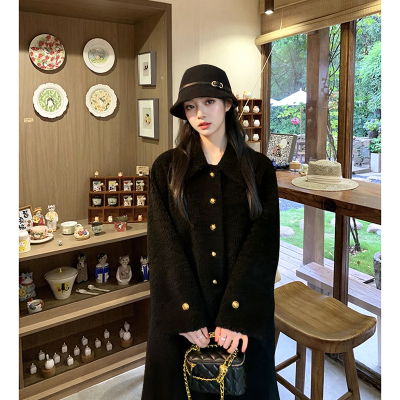 羊羔毛皮毛一体夹棉圈圈毛外套2024冬季新款大衣女中长款大衣外套