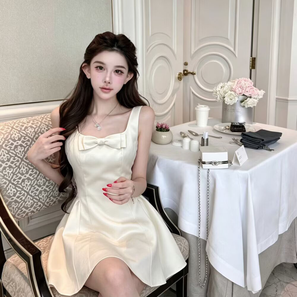 美姿2026夏季新款女甜欲仙女重工蝴蝶结减龄少女感精致无袖连衣裙