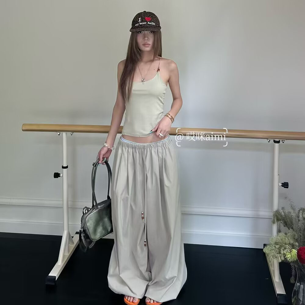 哎咪2026夏季新款套装女甜酷辣妹个性背心上衣松紧腰长裤两件套潮
