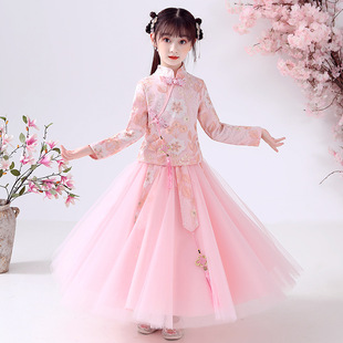 女童春装洋气中国风连衣裙2022新款秋季汉服套装裙子小女孩公主裙