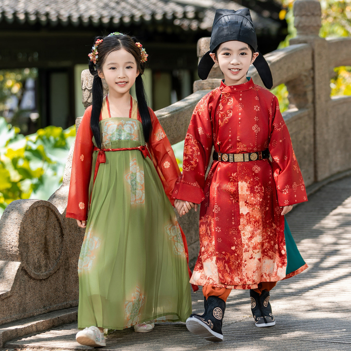 男童状元服儿童中秋节古装演出服宝宝唐装女童改良中国风衣服汉服