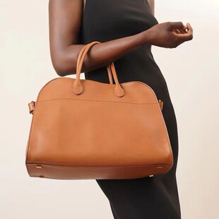 明星同款Margaux15寸手提包 复古磨砂牛皮托特包TR老钱风真皮