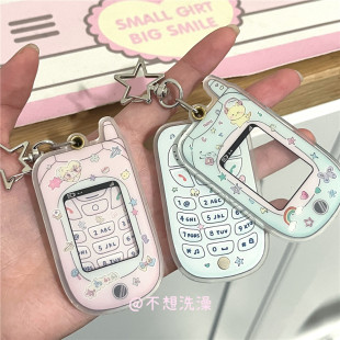 不想洗澡原创Y2K小灵通1寸照片磁吸卡套咕卡盘挂件包包挂饰钥匙扣
