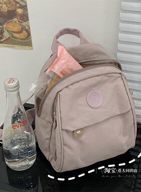 高品质!紫色迷你帆布双肩包包女2023春夏新款大容量防水小背包潮