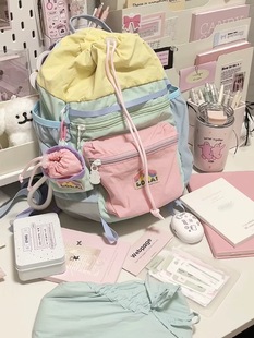 户外运动包小型双肩包包女 撞色少女书包夏日软糖轻便旅行小背包