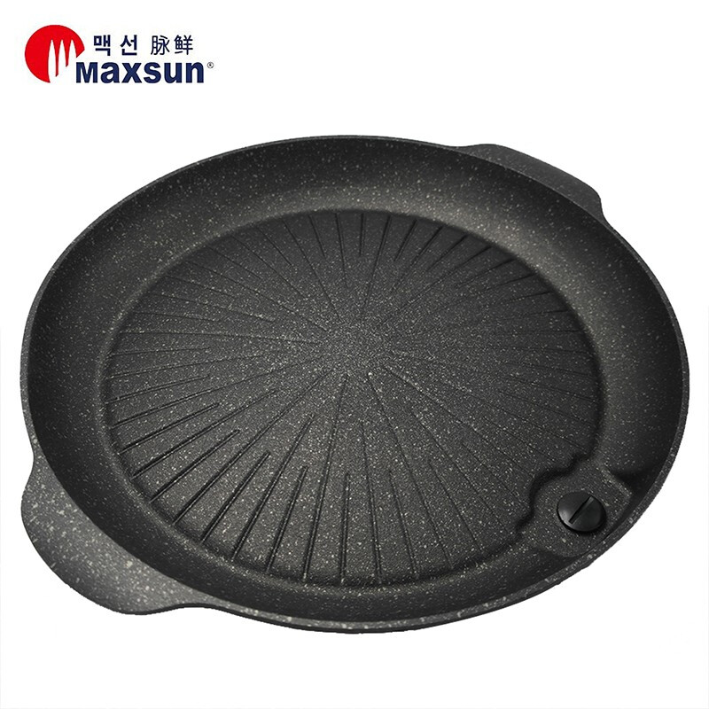脉鲜麦饭石韩式烤肉盘便携式圆形不粘锅铁板烧户外铁板卡式炉烤盘