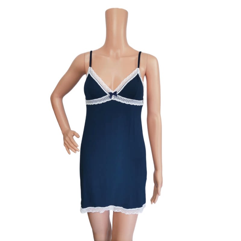 대외 무역 싱글 여성 홈 서스펜더 롱 스커트 모달 레이스 엣지 워터 레드 다크 블루 라이트 블루 여름 스타일 통기성과 다용도 GJ