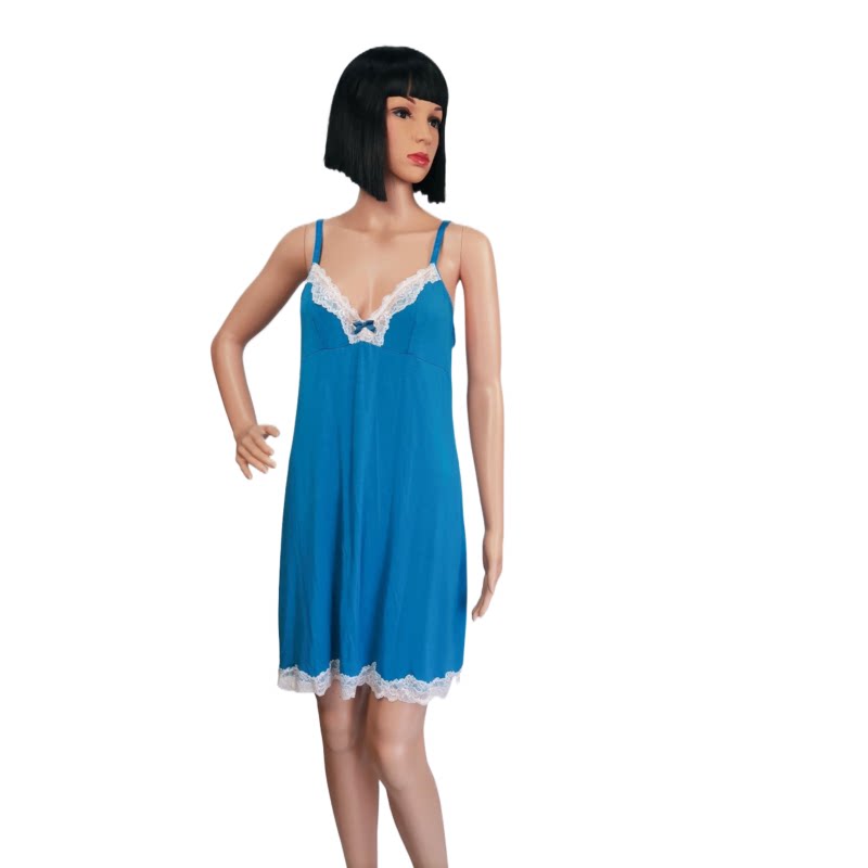 대외 무역 싱글 여성 홈 서스펜더 롱 스커트 모달 레이스 엣지 워터 레드 다크 블루 라이트 블루 여름 스타일 통기성과 다용도 GJ