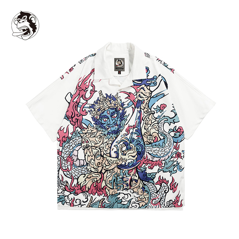 wookong悟空2021夏季潮印花衬衫