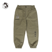 户外休闲微弹束脚裤 WOOKONG 长裤 男士 悟空 麒麟草绿色刺绣工装