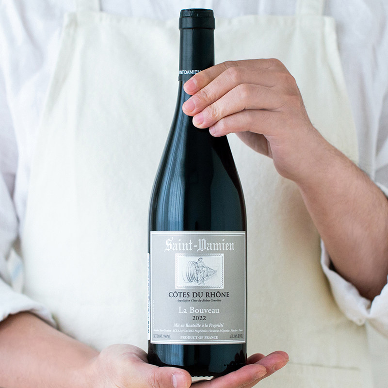 法国进口罗纳河谷圣达米安隆河丘西拉老藤神索珍藏干红葡萄酒红酒