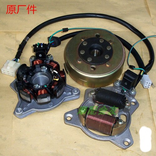CG花猫老本XF125田幸福摩托车磁缸转子线圈磁电机总成磁刚铁配件