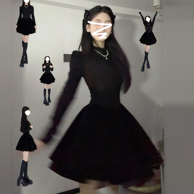 高级感法式气质黑色针织