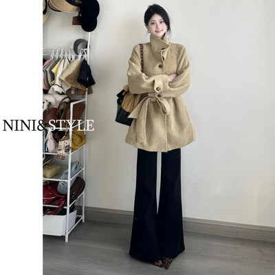 黑色加绒微喇牛仔裤女202