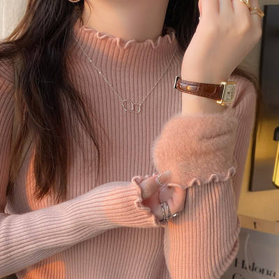 粉色毛衣女冬季加绒加厚