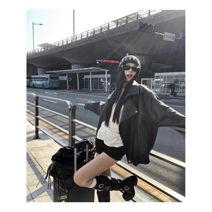 黑色皮衣外套女2025新款秋季酷飒风独特超好看机车覆古夹克pu皮