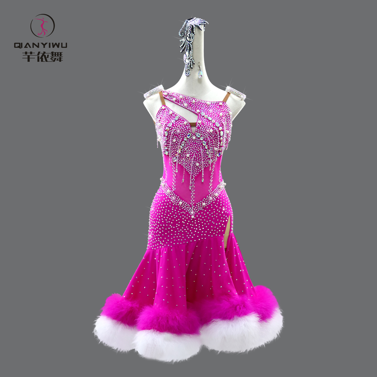 2025新款羽毛拉丁舞比赛演出服