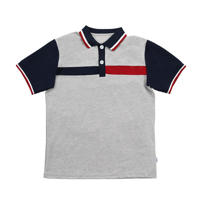 初高中小学生校服夏季短袖T恤男女青少年POLO衫纯棉灰色儿童班服