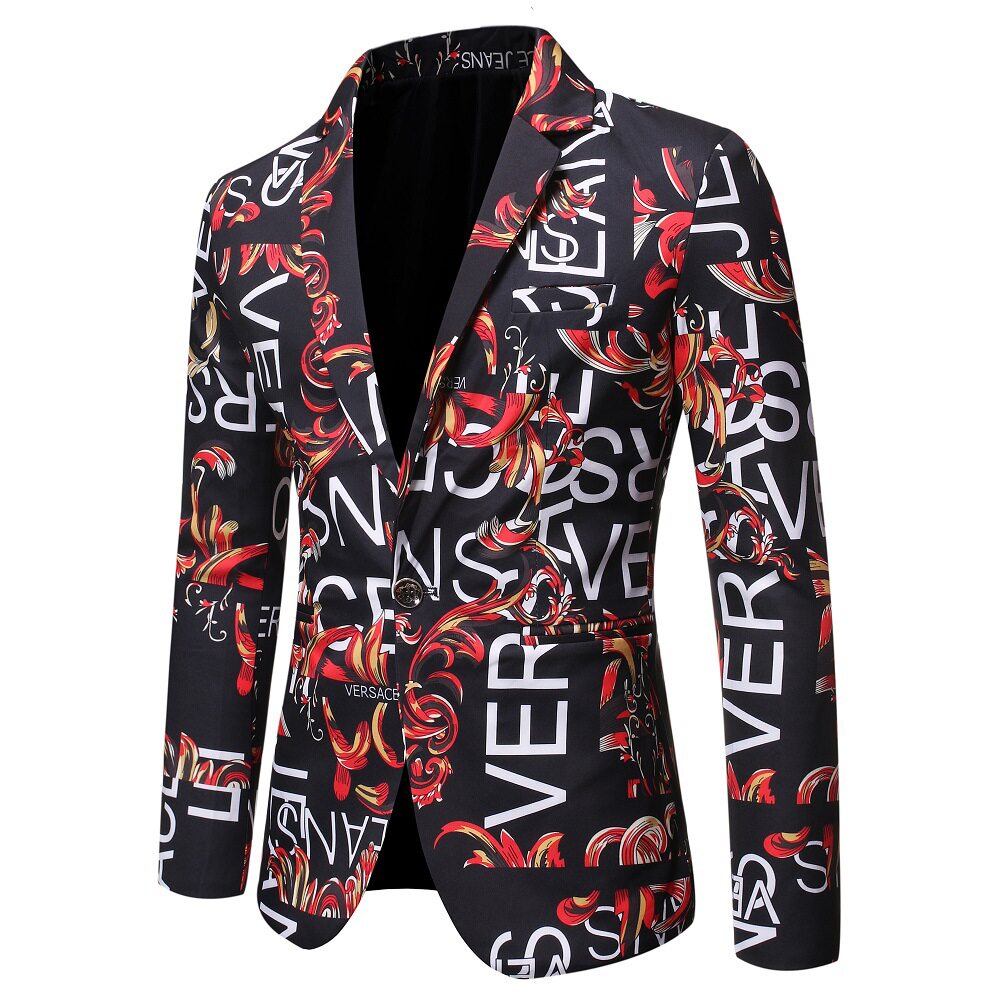 新增4XL-秋季西装欧美字母印花修身西装单西服礼服演出服X07特P75,男装西服套装,星座1217