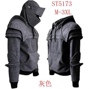 2025秋冬wish纯色男士复古护肘抽绳面罩骑士卫衣外套男W02特P75，女装短外套，星座1217