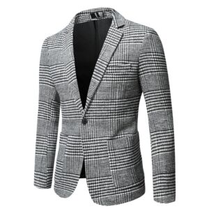 2025春秋新款 男士休闲修身英伦毛呢休闲西服外套小西装男X65P90图片