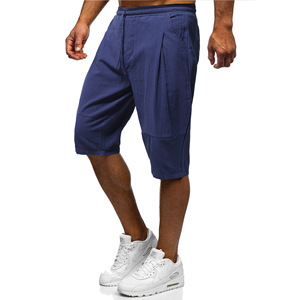 2025男装风宽松系绳棉麻短裤透气休闲五分中裤DK25TP25图片