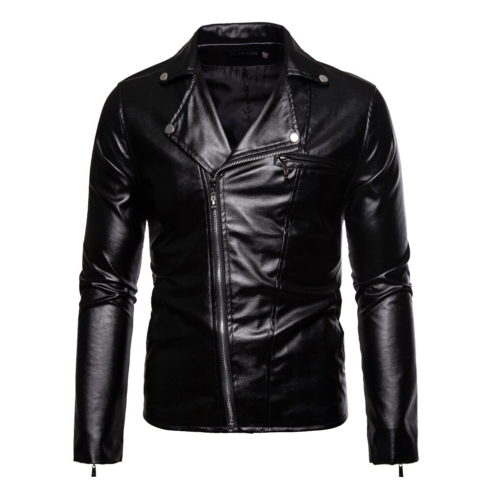 22冬季新款男皮夹克翻领横拉链短款机车外套PY16P75新增4XL，5XL图片